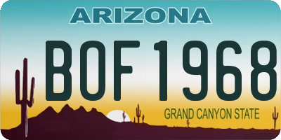 AZ license plate BOF1968