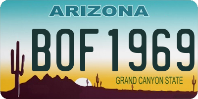 AZ license plate BOF1969