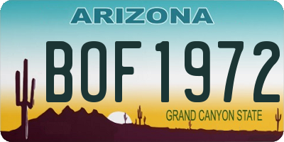 AZ license plate BOF1972
