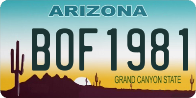 AZ license plate BOF1981