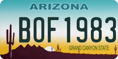 AZ license plate BOF1983