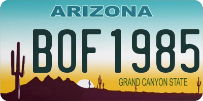 AZ license plate BOF1985