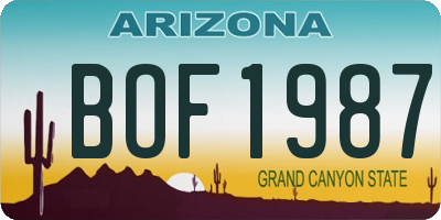 AZ license plate BOF1987