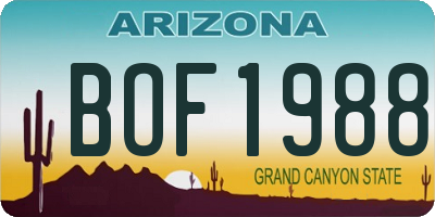 AZ license plate BOF1988