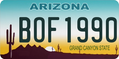 AZ license plate BOF1990
