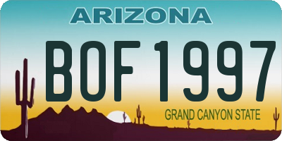 AZ license plate BOF1997