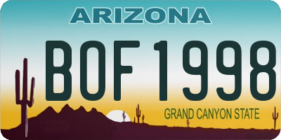 AZ license plate BOF1998