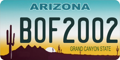 AZ license plate BOF2002