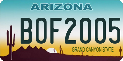AZ license plate BOF2005