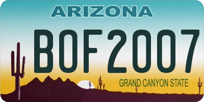 AZ license plate BOF2007