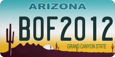AZ license plate BOF2012