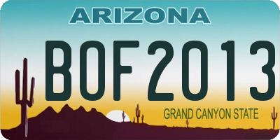 AZ license plate BOF2013