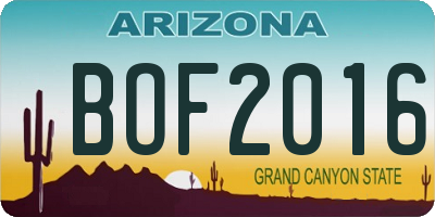 AZ license plate BOF2016