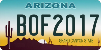 AZ license plate BOF2017