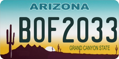 AZ license plate BOF2033