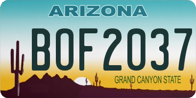 AZ license plate BOF2037
