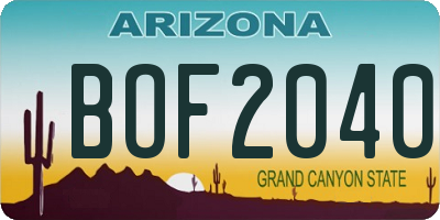 AZ license plate BOF2040