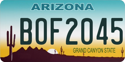 AZ license plate BOF2045
