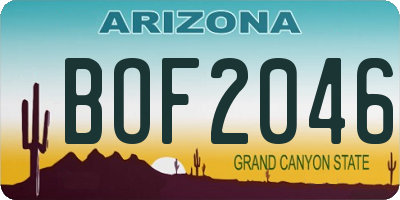AZ license plate BOF2046
