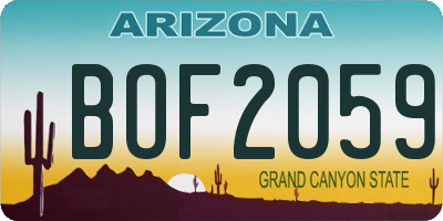 AZ license plate BOF2059
