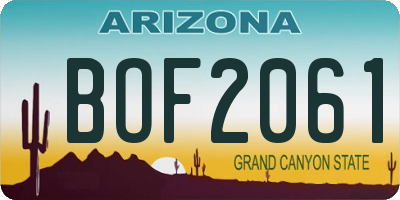 AZ license plate BOF2061