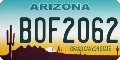 AZ license plate BOF2062