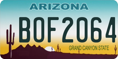 AZ license plate BOF2064