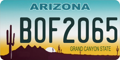 AZ license plate BOF2065