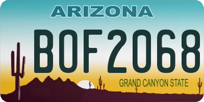 AZ license plate BOF2068