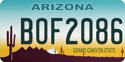 AZ license plate BOF2086