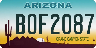 AZ license plate BOF2087