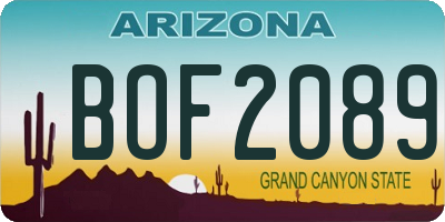 AZ license plate BOF2089