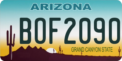 AZ license plate BOF2090