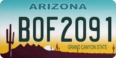 AZ license plate BOF2091