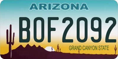 AZ license plate BOF2092