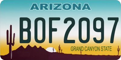 AZ license plate BOF2097