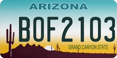 AZ license plate BOF2103