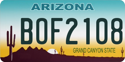AZ license plate BOF2108