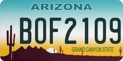 AZ license plate BOF2109