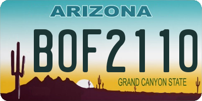 AZ license plate BOF2110