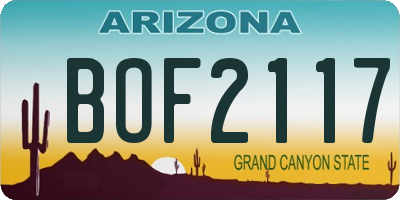 AZ license plate BOF2117