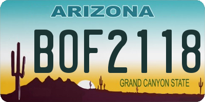 AZ license plate BOF2118
