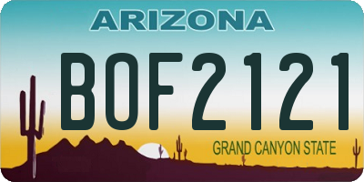 AZ license plate BOF2121