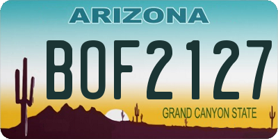 AZ license plate BOF2127