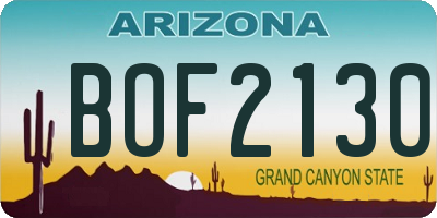 AZ license plate BOF2130