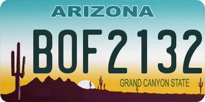 AZ license plate BOF2132