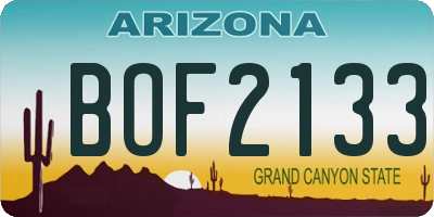 AZ license plate BOF2133
