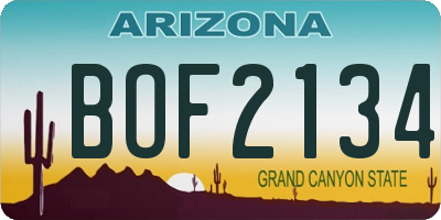 AZ license plate BOF2134