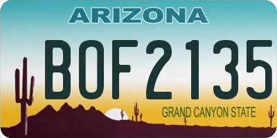 AZ license plate BOF2135