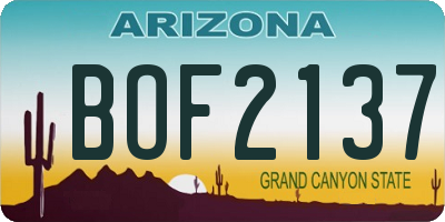 AZ license plate BOF2137